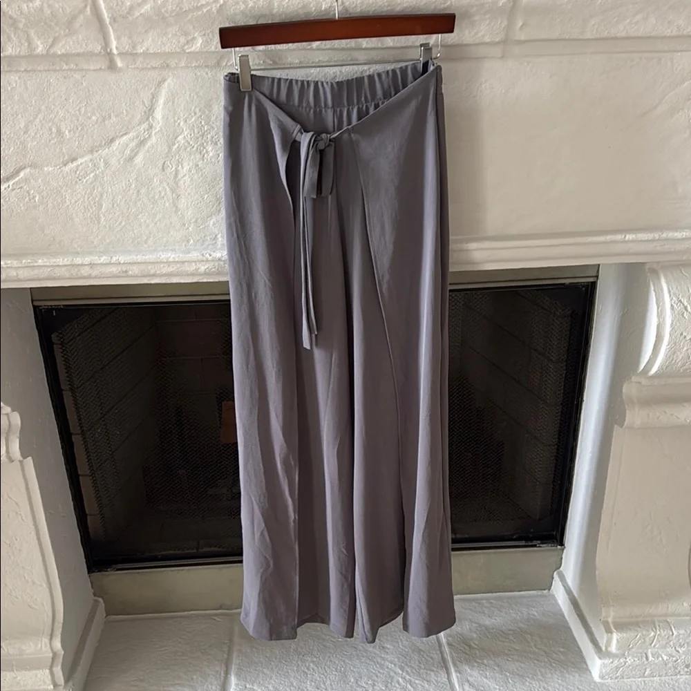Zara Wide Leg Drawstring Pants in Dusty Gray - Picture 1 of 5